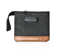 Odour-Proof Bag Safe Bag Portable Safe Waterproof Bag with Lock Odour-Proof Wallet Bag Combination Lock Document Bag Money Box Lockable Box with Handle for Travel Storage (7.9 x 7.4 Inch, Black)