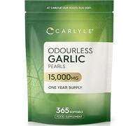 Odourless Garlic Capsules 15,000mg | 365 Count (1 Year Supply) | High Strength Garlic Oil Pearls with Allicin | No Artificial Preservatives | by Carlyle