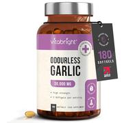 Odourless Garlic Capsules High Strength 30,000mg | 180 Capsules | Daily Dose 2 Garlic Tablets for Adults | VitaBright Supplement High Allicin Pearls - Odorless