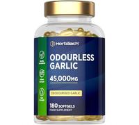 Odourless Garlic Capsules High Strength 45,000mg | 180 Softgels | Deodorised Garlic Oil Extract from Allium Sativum | by Horbaach