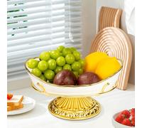 OdoVow Ceramic Fruit Bowl for Kitchen Countertop, Decorative Bowl for Home Decor, Gold Fruit Bowls, Handmade Ceramic Serving Bowls, for Small Kitchen Countertops & Dining Table