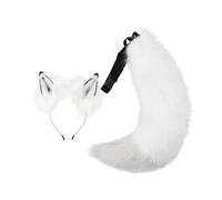 Odowalker 1PcsFox Wolf Ears Headband and Tail Fluffy Therian Stuff Fox Costume for Halloween Party Accessories Grey