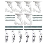 Odowalker 6 Sets Ceiling Hooks White Heavy Duty Swag Hooks with Steel Screws Bolts and Toggle Wings for Hanging Plants Ceiling Installation Cavity Wall Fixing
