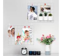 ODOXIA 2 Pack Wire Wall Grid Panel | Photo Display Gridwall | Metal, White & Magnetic Panels | Mesh Storage Organizer & Picture Frame | Hanging Home, Office & Kitchen Décor | Wire Notice Board
