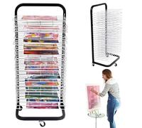 ODOXIA Art Drying Rack For Classroom | Functional & Mobile Paint Drying Rack | 25 Removable Shelves | Canvas Rack Art Storage Wheels | Stack Rack For Painting, Drawings, And More