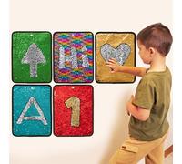 ODOXIA Sequin Fabric Mats | Sensory Wall | Reversible Flip Sequin Fabric | Sensory Tiles for Kids | 5-Pack (Rectangle)