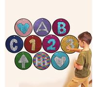 ODOXIA Sequin Fabric Mats | Sequin Sensory Wall | Reversible Sequin Fabric | Tiles for Kids | Sequin Sensory Mats (Round) 10-Pack