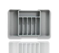 Odreddin Expandable Cutlery Drawer Organiser - Adjustable Telescopic Utensil Holder for Kitchen Drawers, Large & Small Space Saving Organizer Tray with Non-Slip Base (gray)