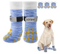 ODRIEW 6 Pcs Dog Socks to Prevent Licking Paws, Dog Booties for Hardwood Floors Anti Slip, Socks for Dogs with Grippers to Prevent Scratching, Puppy Small Large Indoor Dogs Grip Socks. (Blue, XL)