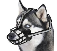 ODRIEW Dog Muzzle for Large Dogs, Breathable Basket Muzzles for Small, Medium and X-Large Aggressive Dog, Allows Panting Drinking, Suitable for Grooming Trimming Training (Black, 4)