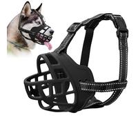 ODRIEW Dog Muzzle for Large Dogs, Breathable Basket Muzzles for Small, Medium and X-Large Aggressive Dog, Allows Panting Drinking, Suitable for Grooming Trimming Training (6, Black)