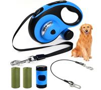 ODRIEW Heavy Duty Retractable Dog Leash for Large Dogs, 25 Feet with Chew Proof Cord, LED Light, Dispenser, 2 Pack 360° Tangle Free Poop Bags, One Button Brake & Lock for Dogs