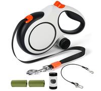 ODRIEW Heavy Duty Retractable Dog Leash for Large Dogs, 26ft Dog Leash with Poop Bag Holder up to 110lbs, with Chew Proof Cable, LED Light, Dispenser, 360° No Tangle, One-Handed Pause & Locked.