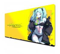 Odrys Cyberpunk Edgerunners XXL Yellow Gaming Mouse Pad - 900x400, Stitched Edge for Home, Work, Study (Lucyna Kushinada) (A03, XXL)