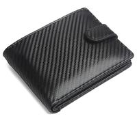 ODS:UK Mens RFID Blocking Safe Soft Carbon Fibre Leather Tri Fold Wallet Card Slots Id Window and Coin Pocket