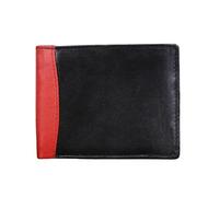 ODS:UK Mens RFID Blocking Safe Soft Leather Tri Fold Wallet Card Slots Id Window and Coin Pocket (Black - Style 3)