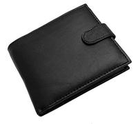 ODS:UK Mens RFID Blocking Safe Soft Leather Tri Fold Wallet Card Slots Id Window and Coin Pocket (Carbon Black)