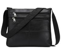 ODS:UK Real Leather Women Ladies Handbag Shoulder Bag Zip Compartment Soft Black Nappa Cross Body Everyday