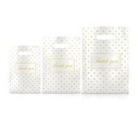 Odseciran Thank You Bags Shopping Bags for Small Business, 200Pcs Retail Merchandise Bag Plastic with Handle for Store Boutique (white)