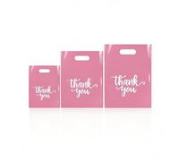 Odseciran Thank You Bags Shopping Bags for Small Business, 300Pcs Retail Merchandise Bag Plastic with Handle for Store Boutique, Wedding Party Wholesale Goodie Bag Bulk (Light pink)