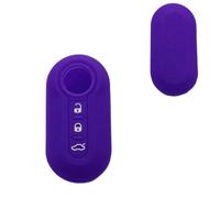 ODSMBK Car Key Cover 3 Buttons Silicone Car Key Case Cover For Fiat 500 Flip Folding Remote Key Shell For Fiat Punto Panda Car Accessories-dark purple
