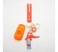 ODSMBK Car Key Cover Silicone Remote Key Cover for NIU N1s/NQI/MQI/UQI/U1/U+ Electric Motorcycle Key Case Fob Holder 3 Button Car Accessory-Orange with red fox