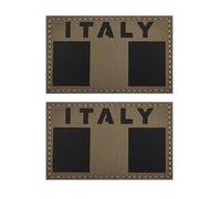 ODSS Infrared Reflective Italy Flag Patches, Italian Flags Tactical Military Morale Badges Decrotive Appliques, Hook Fasteners Backing with Loop, Khaki, 3.15 x 1.97 Inch, 2-Pack