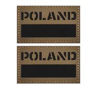 ODSS Infrared Reflective Poland Flag Patches, Polish Flags Tactical Military Morale Badges Decrotive Appliques, Hook Fasteners Backing with Loop, Khaki, 3.15 x 1.97 Inch, 2-Pack