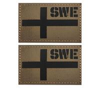 ODSS Infrared Reflective Sweden Flag Patches, Swedish Flags Tactical Military Morale Badges Decrotive Appliques, Hook Fasteners Backing with Loop, Khaki, 3.15 x 1.97 Inch, 2-Pack