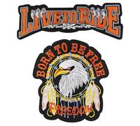 ODSS Iron on Appliques, Large Motorcycle Biker Patches Set Embroidered Patch, Born to Be Free Live to Ride