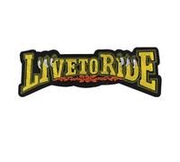 ODSS Live to Ride Large Motorcycle Iron-on Patch, Embroidered Fabric Applique, 12.4 x 4.3 Inches
