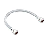 ODSUPPLIES Stainless Steel Flexible Tap Hose - 15mm x 15mm 300mm (Pack of 2) - WRAS Approved