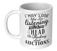 ODTGIFTS Funny Auctioneer Mug I May Look Like I'm Listening But In My Head I'm Thinking About Auctions Coffee Cup 11oz White