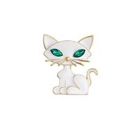 odulu Cat Brooch Cute Enamel Green Eyes Cat Pin for Women Girls Gift-B