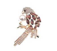 odulu Crystal Parrot Brooch with Pearl - Bird Pin for Man Women Boys Girls Gift-A