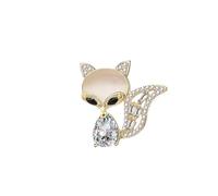 odulu Fox Brooch Created Crystal Fox Pin for Women Girls Gift