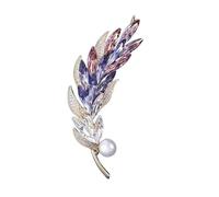 odulu Wheat Ear Brooch Created Crystal Wheat Ear Pin with Pearl for Man Women Boys Girls Gift-C