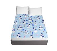 Oduo Fitted Sheet Christmas, 3D Print Fitted Sheets Deep Fit Elasticated Fitted Sheet Microfiber Bed Sheets with Deep Pocket 30cm for Single Double King Size Bed (Snowflake,200x200x30cm)