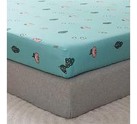Oduo Fitted Sheets Deep Fit, Fitted Sheet Microfibre Elasticated Print Bed Sheets with Deep Pocket 25cm for Single Double King Size Bed - Easy Care & Durable (Flowers Leaves,150x200x25cm)