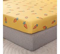Oduo Fitted Sheets Deep Fit, Fitted Sheet Microfibre Elasticated Print Bed Sheets with Deep Pocket 25cm for Single Double King Size Bed - Easy Care & Durable (Carrot Pattern,150x200x25cm)