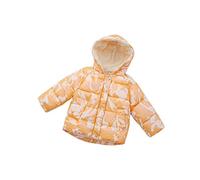 Oduo Kids Winter Jacket Hooded Puffer Down Baby Boys Girls Light Coat Snowsuit Warm Windproof Padded Jacket Cotton Outerwear Tops Outfits (Yellow,120cm)