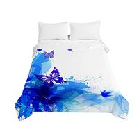 Oduo Quilted Bedspread Throw Soft Microfiber Lightweight Coverlet Quilt, Butterfly Print Quilted Coverlets Comforter Sofa Bed Cover Bedding for Double King (150x200cm,Graffiti ink)