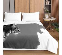 Oduo Quilted Bedspreads Single Double King Super King Bedding 3D Cat Pattern Ultra Soft Lightweight Blankets Throws Coverlet for All Season Bed Cover Bedding (shadow,230x280cm)