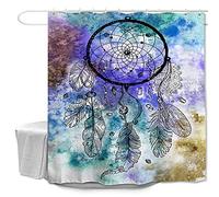 Oduo Shower Curtains Mould Proof Resistant Washable, 3D Dreamcatcher Print Shower Curtains Waterproof Bath Curtain with 10-12 Hooks - Shower Curtain for Bathroom (Dreamcatcher,90x180cm)