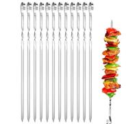 ODUR BBQ Skewers for Grilling, 15'' Flat Stainless Steel Kabob Skewers for Grilling Meat, Chicken & Vegetable 12-Piece Set