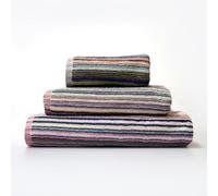Odyssey 100% Recycled Cotton Towel Sets - Multi Coloured Remnant Yarn Stripe, Absorbent, Quick Dry, Lightweight 400GSM (1 x Hand Towel, 1 x Bath Towel, 1 x Bath Sheet)