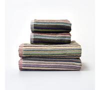 Odyssey 100% Recycled Cotton Towel Sets - Multi Coloured Remnant Yarn Stripe, Absorbent, Quick Dry, Lightweight 400GSM (2 x Hand Towels, 2 x Bath Towels)