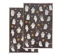 Odyssey Collection Luxury Pack of 2 Halloween Hand Towels 50 x 80cm - Super Soft, Absorbent, Quick Drying 100% Cotton Halloween Tea Towels, Spooky Home Halloween Decor, Plush 500GSM (Ghosties)