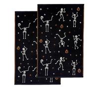 Odyssey Collection Luxury Pack of 2 Halloween Hand Towels 50 x 80cm - Super Soft, Absorbent, Quick Drying 100% Cotton Halloween Tea Towels, Spooky Home Halloween Decor, Plush 500GSM (Skeletons)