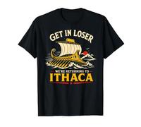 Odyssey Get in Loser Returning to Ithaca Greek Myths Funny Value Graphic T-Shirt, Men, Black, S